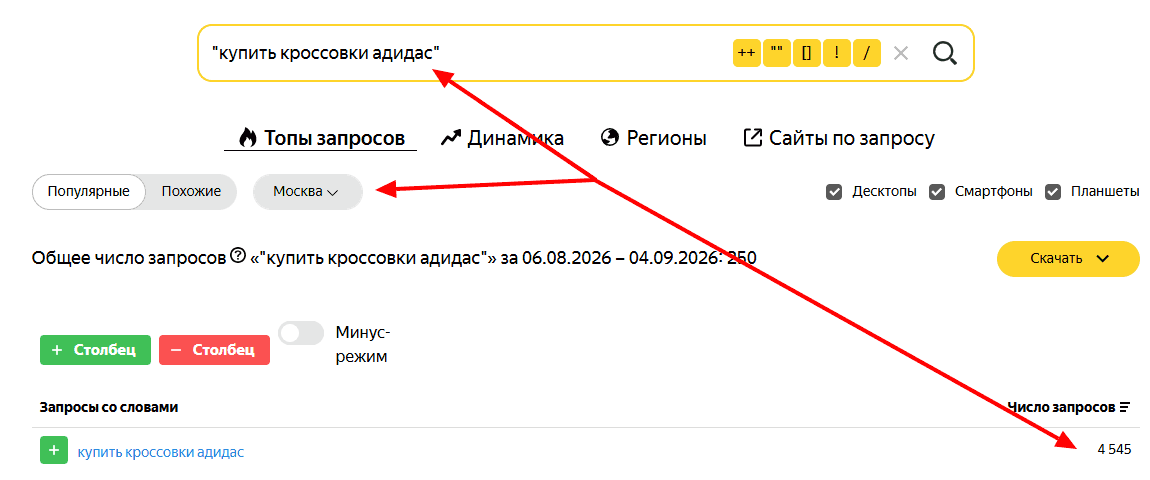 Статистика запросов Yandex Wordstat